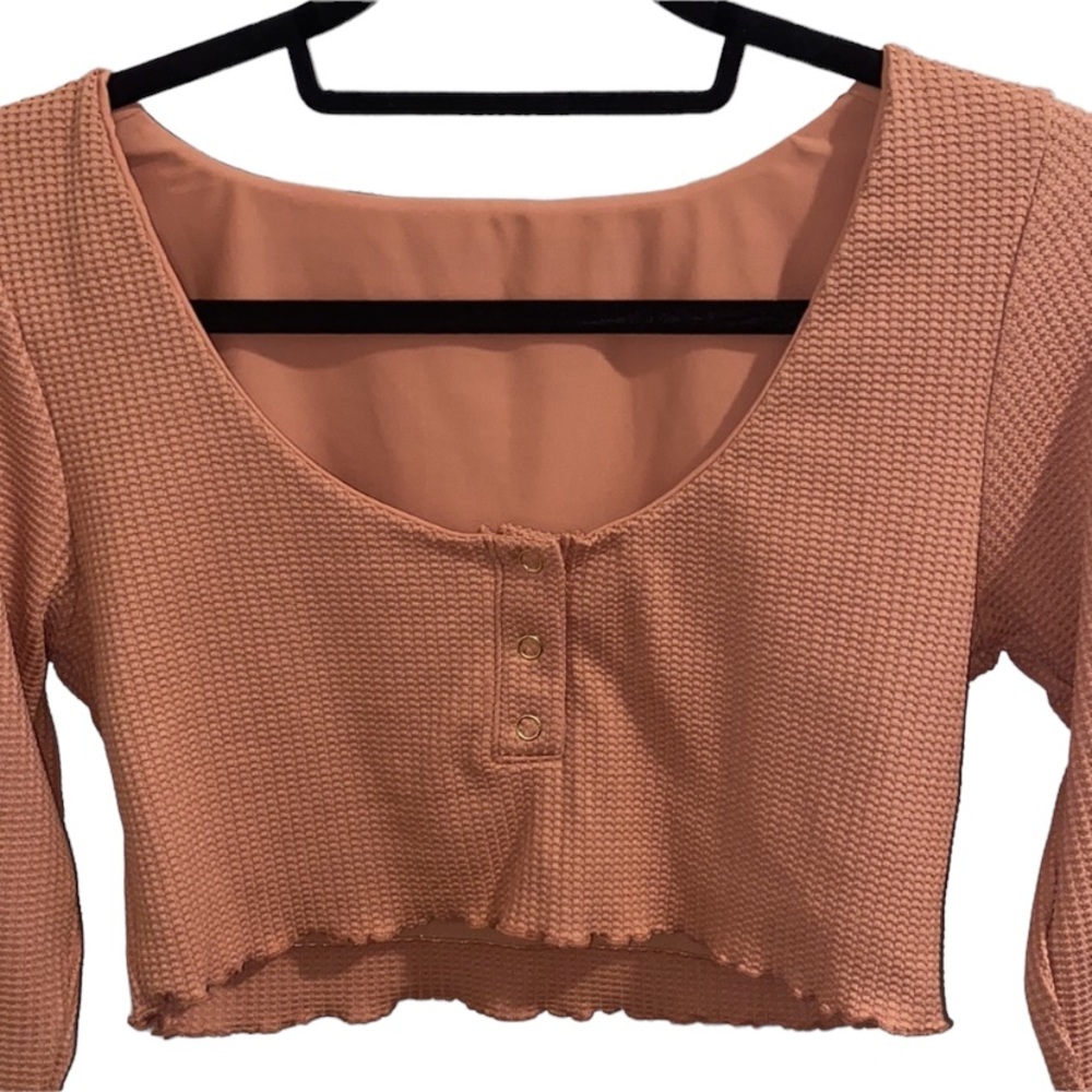 BEACH BUNNY SWIMWEAR ELLA CROP TOP IN WHISKEY ROSE SIZE XL - Picture 5 of 9